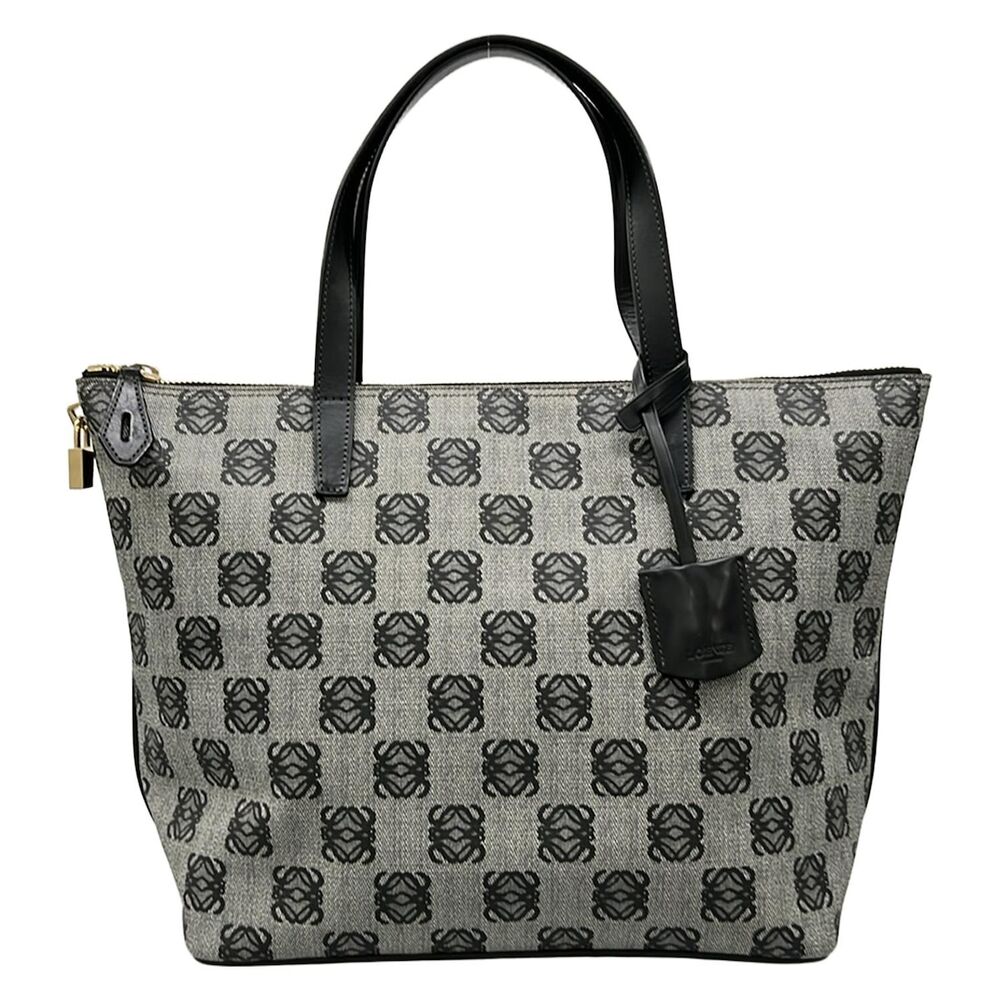 Loewe Anagram Handbag Gray Black PVC Leather